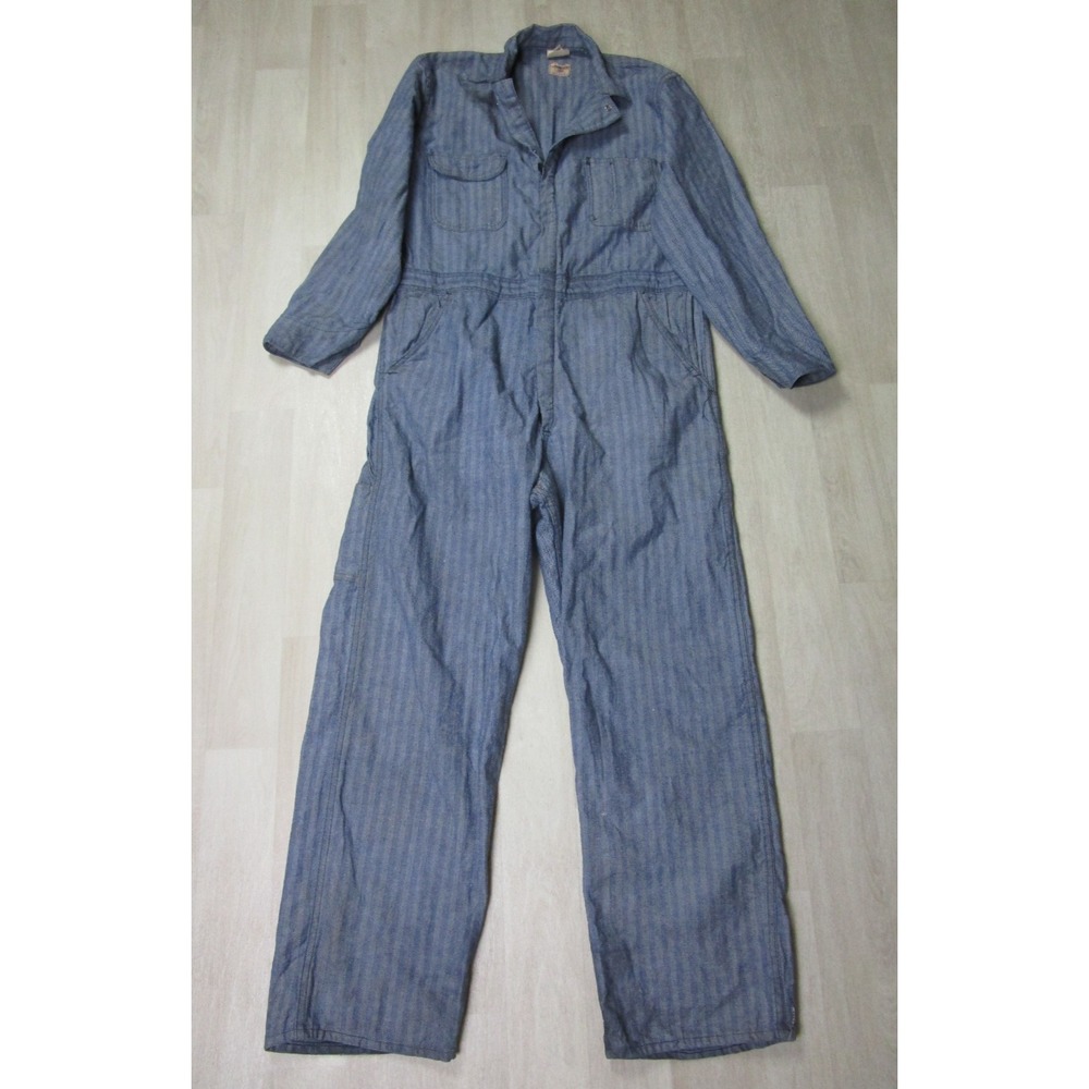 Vintage Wrangler Blue Bell Coveralls Men's (44) Sanforized‎ Hickory Stripe 10oz